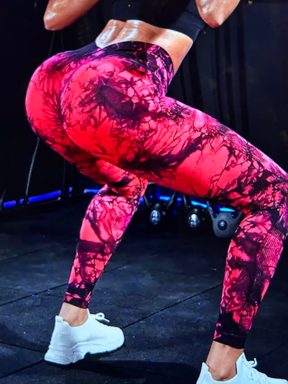 2pack TikTok red and  purple Black Marble Leggings yoga boho athletic tie dye